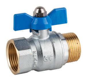 Ball valve M-F blue butterfly handle