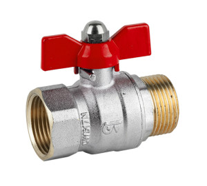 Ball valve M-F (red butterfly handle)