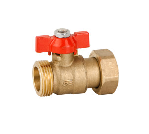 Straight ball valve with butterfly handle - free nut