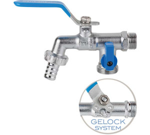 Bibcock ball valve with two outlets