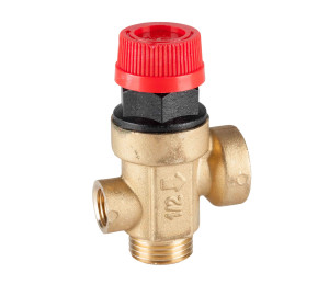 Safety relief angle valve with pressure gauge connection-3 bar