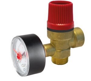 Safety relief angle valve with pressure gauge 3 bar
