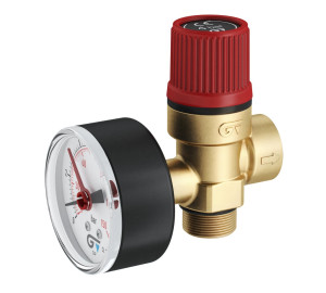 Safety relief angle valve with pressure gauge 3 bar