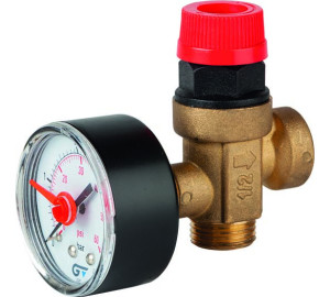 Safety relief angle valve with pressure gauge 3 bar