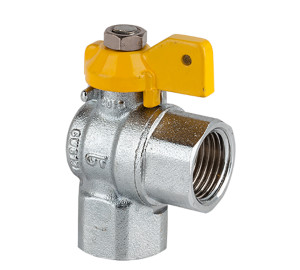 Angle ball valve for gas, F-F