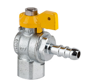 Angle ball valve for gas, F-hose connection