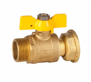 Ball straight valve for gas, M-F sliding nut