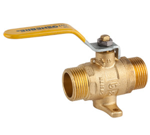 Ball straight valve for gas with feet, M-M