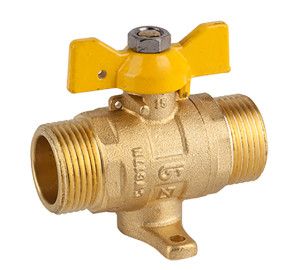 Ball straight valve for gas with feet, M-M