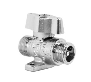 Ball straight valve for gas with autoblock and flow limiter, M-M