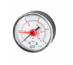 Pressure gauge Ø 53, red index, back connection