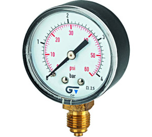 Pressure gauge Ø 53, bottom connection, BSP thread 1/4"
