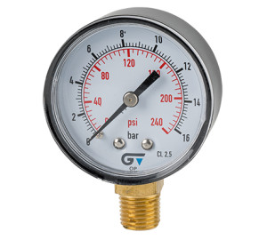 Pressure gauge Ø 63 with glycerine, bottom connection, NPT thread