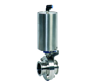 Butterfly valve clamp ends with inox actuator.