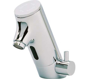 Electronic basin mixer tap with battery