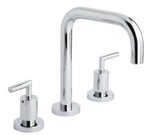Widespread wash-basin mixer with straight pipe spout