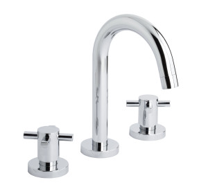 Widespread wash-basin mixer with swan pipe spout