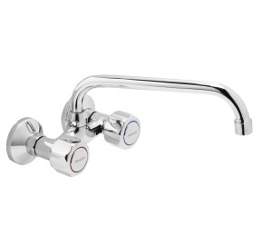 GAMMA Wall sink mixer with 15 cm, high tube, 18 cm spout