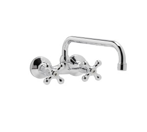 NEW REGENT Wall sink mixer with 11cm high tube, 24 cm spout