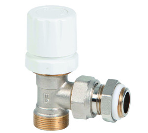 Angle radiator valve with thermostatic option, for cooper, PEX and Multilayer pipe with GE-System