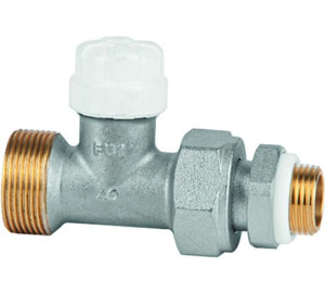 Straight lock shield valve for copper, PEX and multilayer pipe