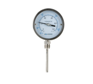 Stainless steel bimetallic thermometers. Bottom connection