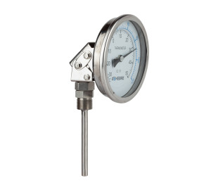 Stainless steel bimetallic thermometer. Adjustable connection