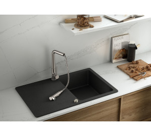 TAU Stainless steel Single-lever sink mixer with pull-out spout