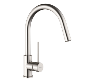 TAU Stainless steel Single-lever sink mixer with pull-out spout