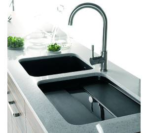 TAU Stainless steel single lever sink mixer with swan pipe